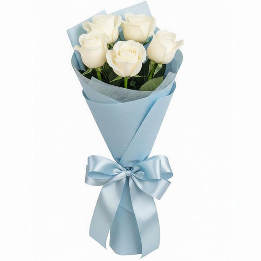 Букет 5 Белых роз Проуд в Лорисе