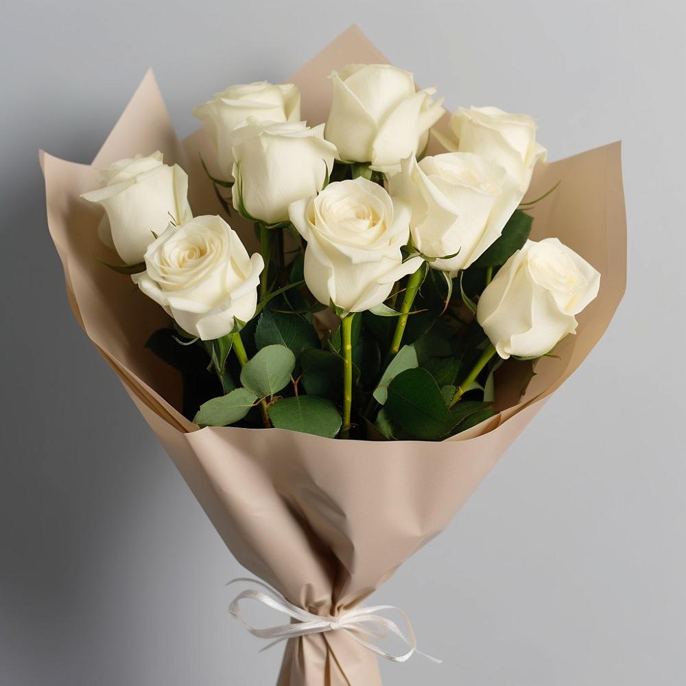 Букет 9 Белых роз Эдлесс Лав в Лорисе