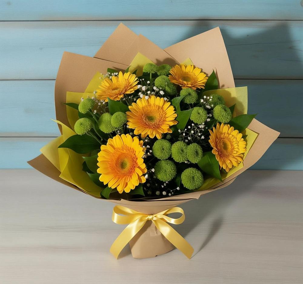 Букет цветов из: Герберы и Хризантемы в Лорисе