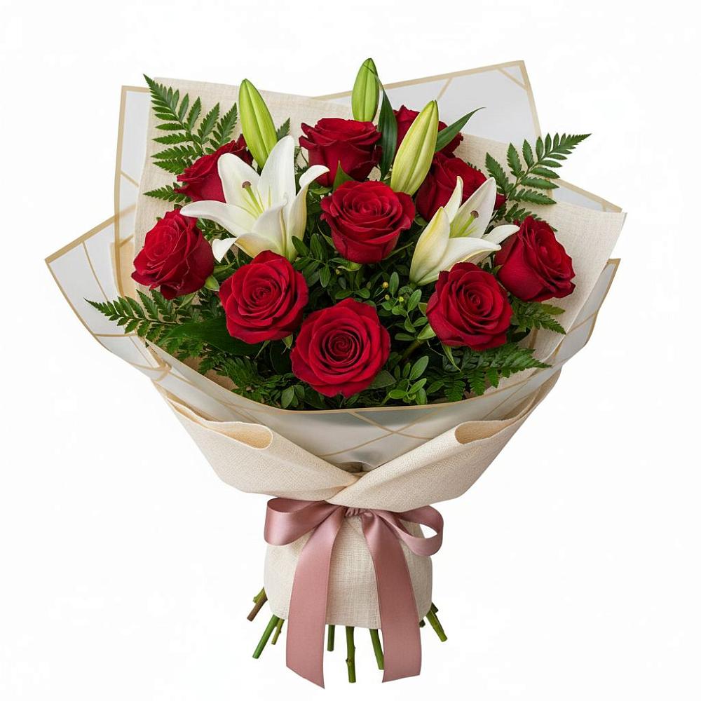 Букет цветов из: Лилии и Розы в Лорисе