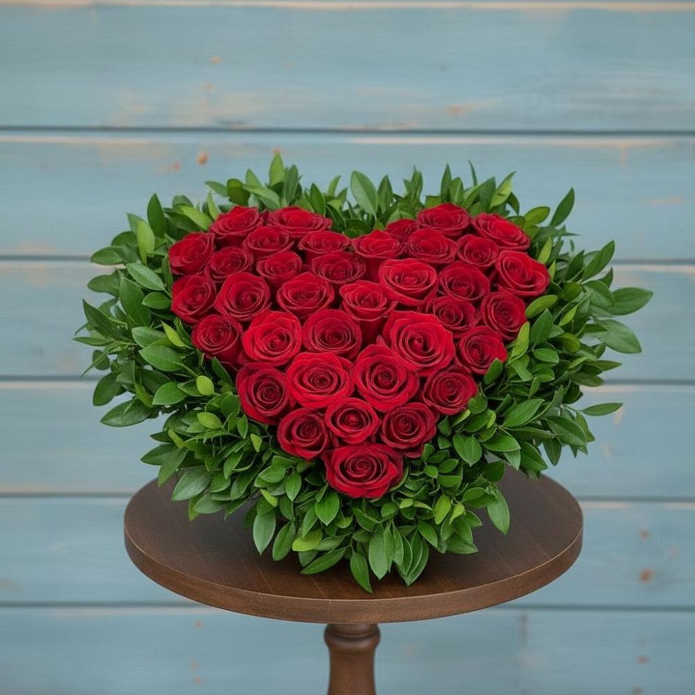 Цветочная композиция из Розы в виде сердца в Лорисе