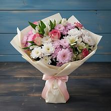 Букет цветов из:  Хризантемы, Альстромерии и Розы #REPLACE_PRED# Лорисе