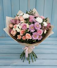 Букет цветов из:  Хризантемы, Розы и Альстромерии в Лорисе